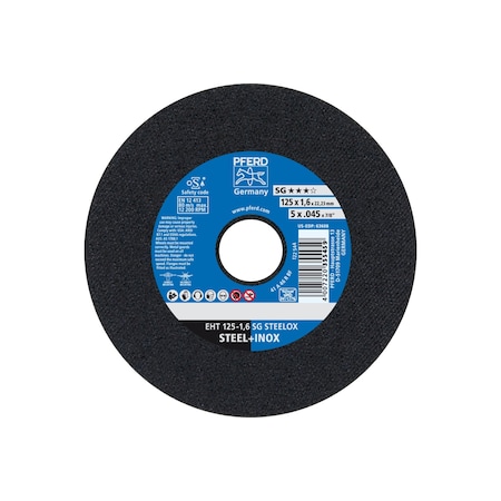 Pferd 5" x .045" Cut-Off Wheel, 7/8" A.H. - SG STEELOX - Type 1 25PK 63608